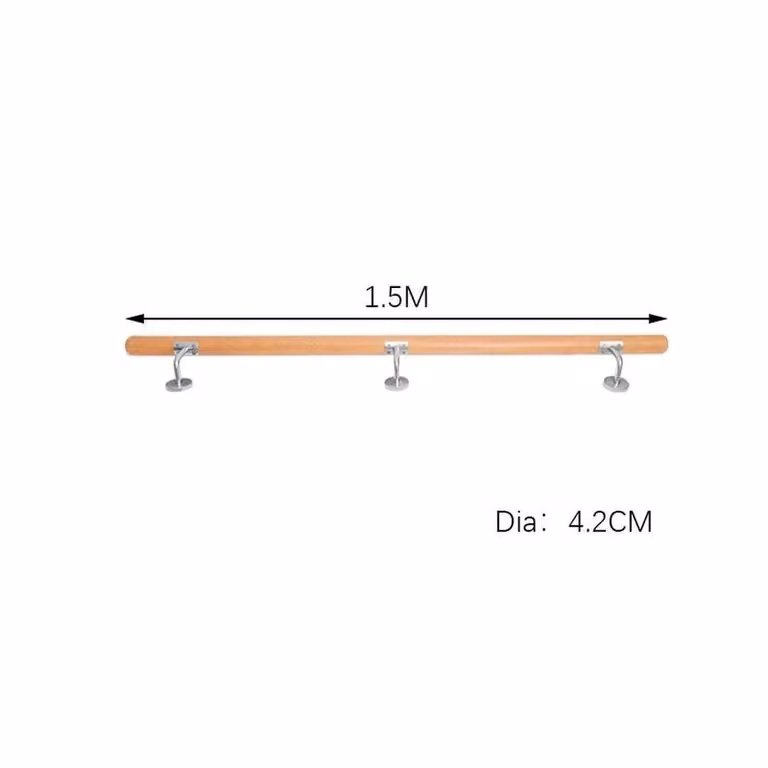 Kelvenix Brown Stainless Steel Wall-Mounted Round Stair Handrail with 3 Brackets, Length: 1.5 m, Width: 52 cm
