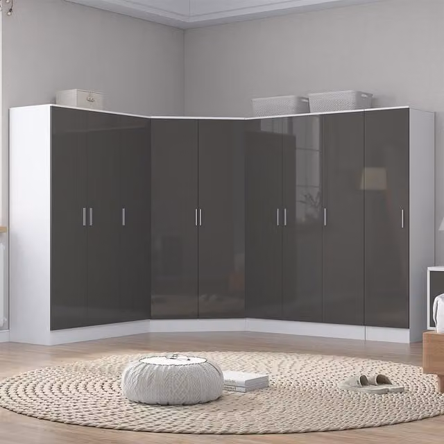 REFLECT 4-Piece Wardrobe Bundle in Grey Gloss and Matt White, H 180 cm x W 365 cm x D 103 cm – 1