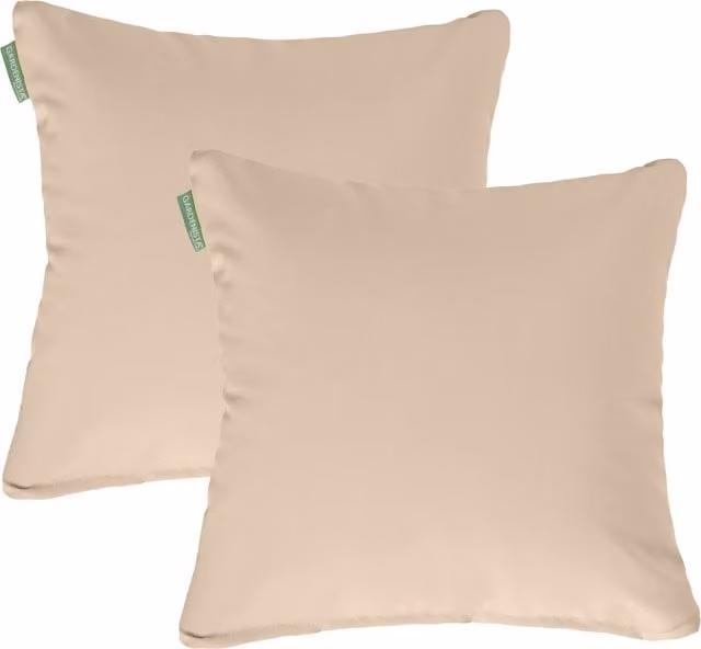 Gardenista Set of 2 Square Garden Scatter Cushions in Sand Beige Polyester with Removable Washable Covers