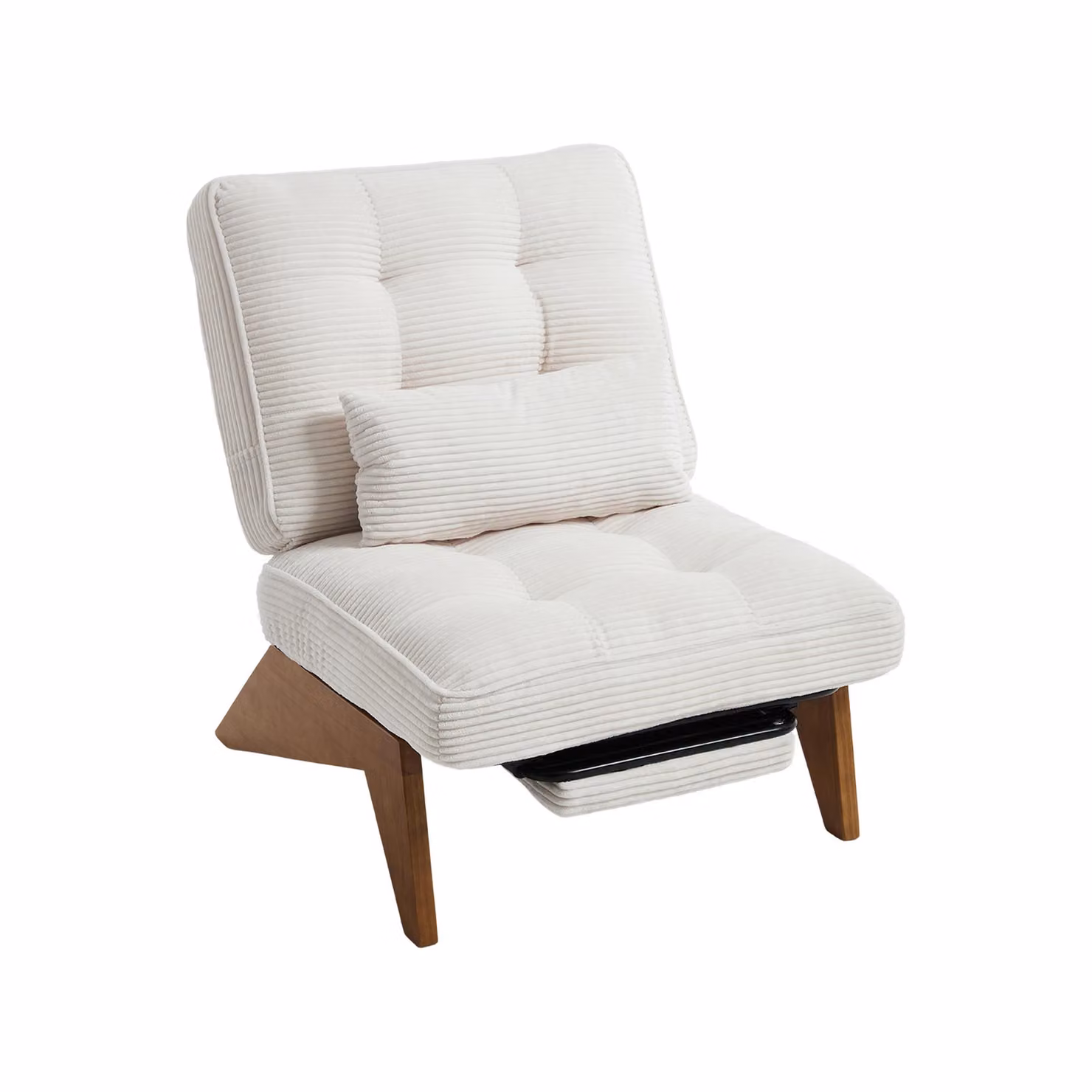 Aosom Beige Reclining Accent Chair with Foldable Ottoman and Lumbar Pillow, W/D/H: 73 x 127 x 90 cm – 2