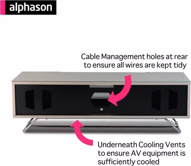 Alphason Chromium 2 1200mm TV Cabinet in Ivory with Glass and Metal Details