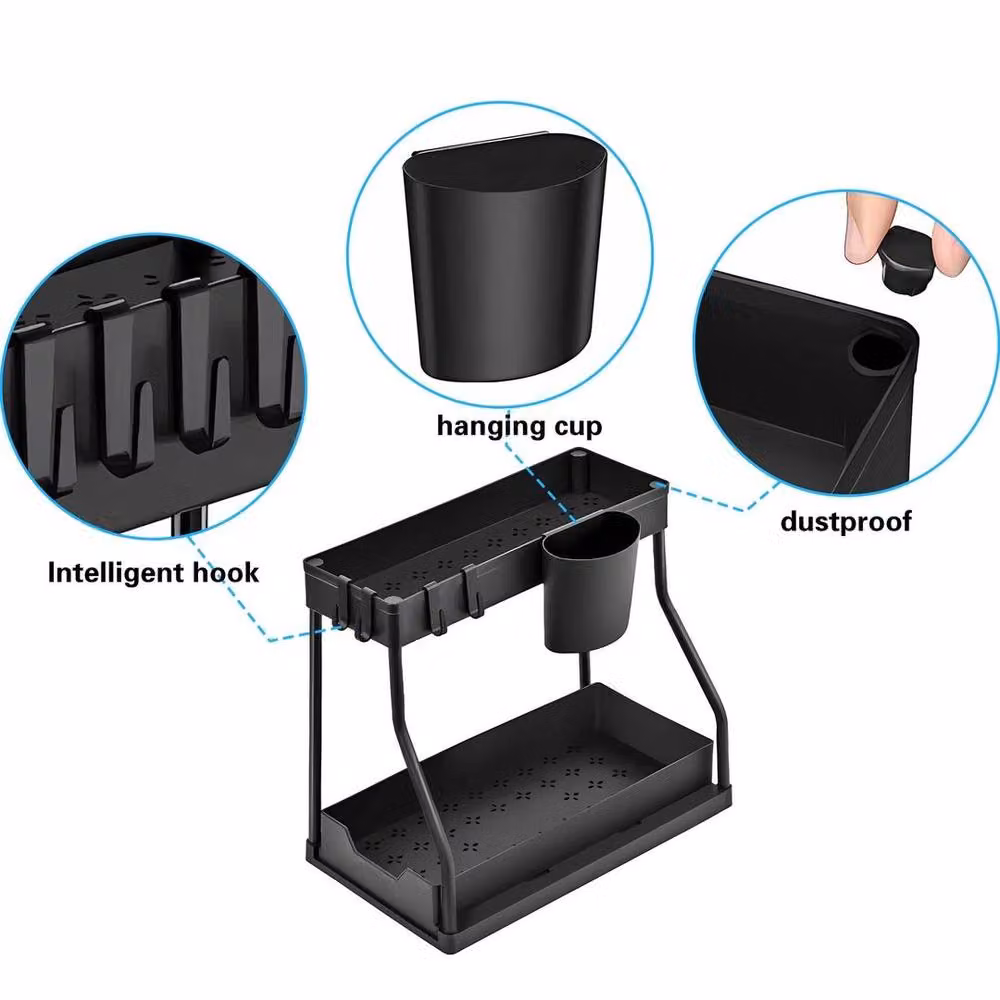 Kelvenix Under Sink Storage Organiser Shelf and Spice Rack in Black – 2