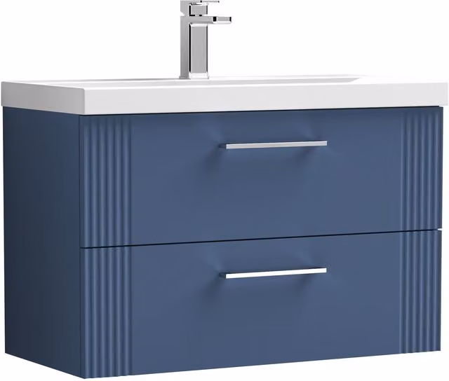 Balterley Wall Hung 2 Drawer Vanity Unit with Thin-Edge Basin, Satin Blue