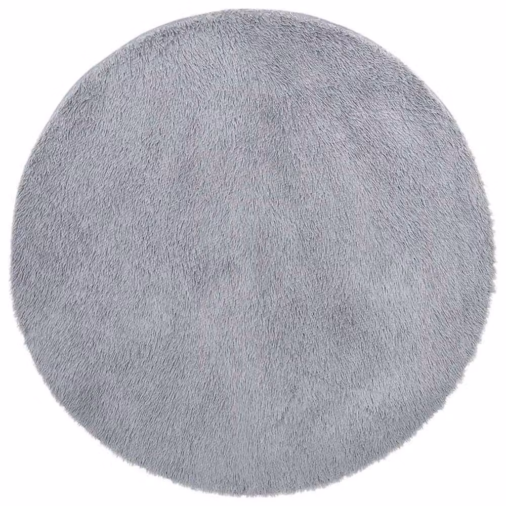 Berkfield Home NAVARRA Shaggy High Pile Round Rug, Light Grey, Diameter: 160 cm – 1