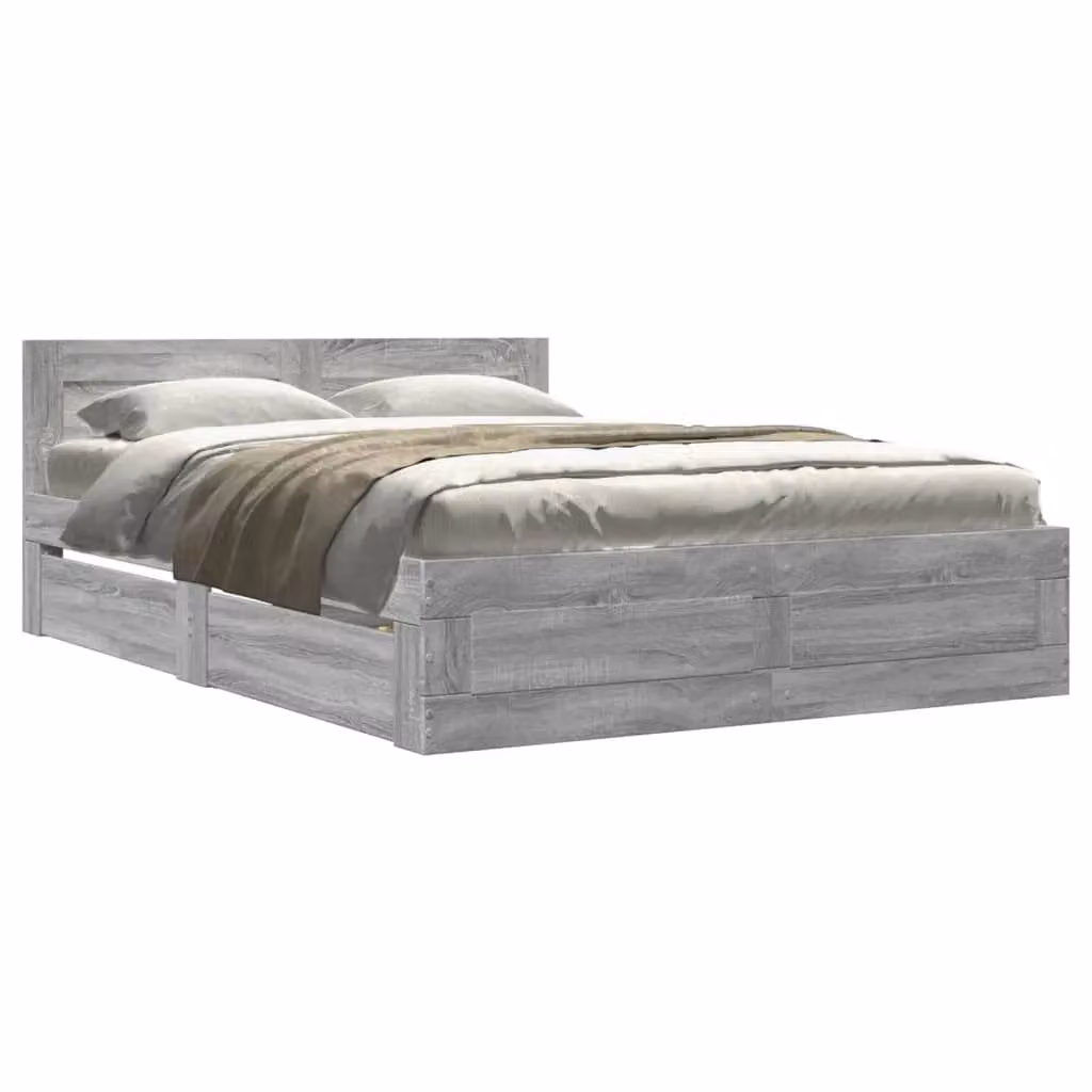 Berkfield Home Bed Frame with Headboard and Drawers in Grey Sonoma, W/D/H: 140 x 200 cm – 2