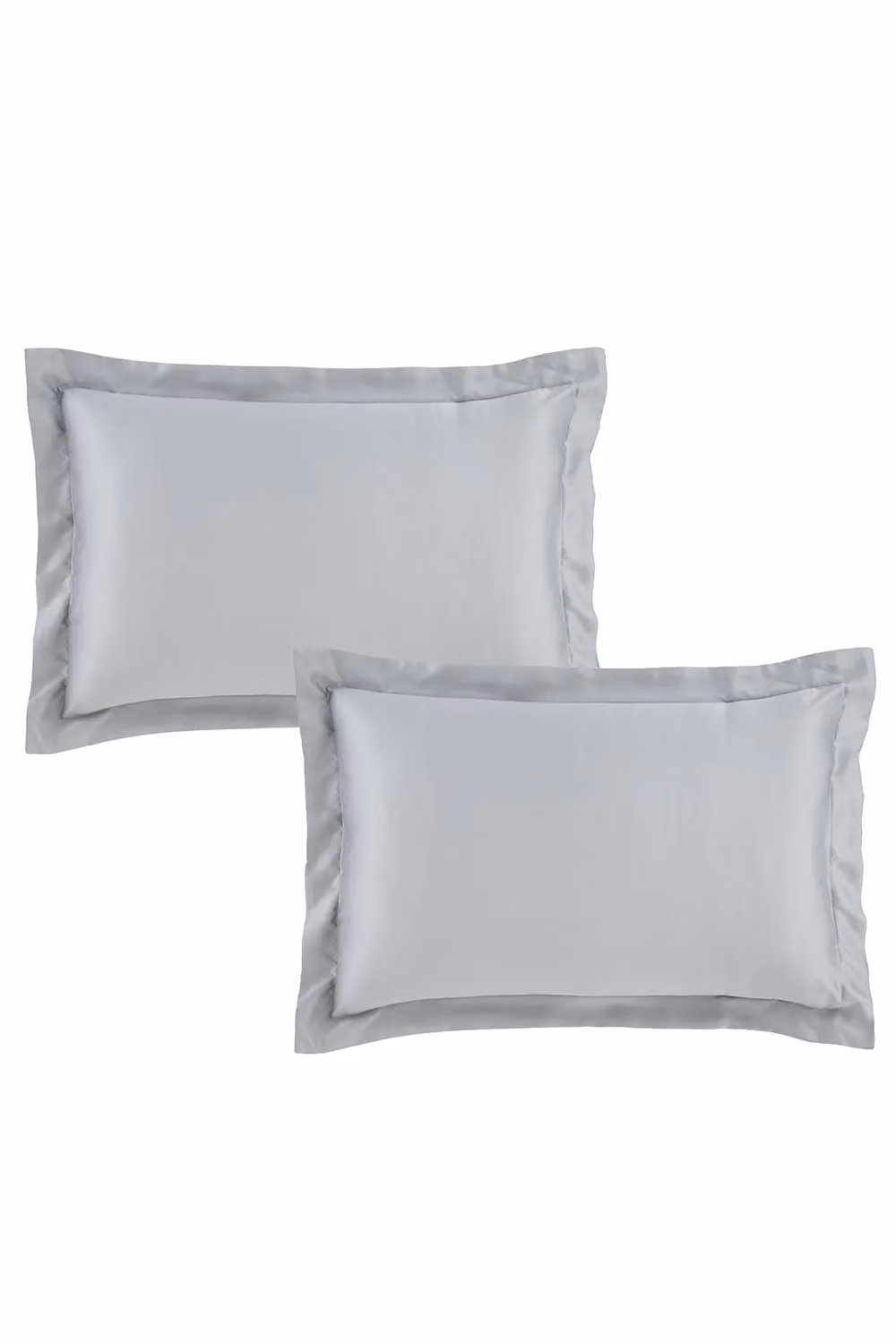 Catherine Lansfield Silky Soft Satin Oxford Pillowcase Pair in Silver – 2