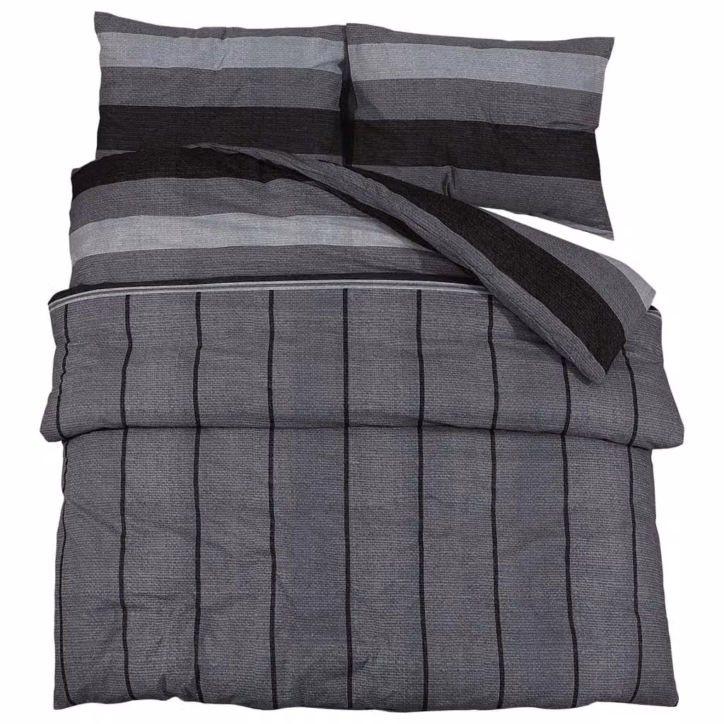 Berkfield Home Cotton Duvet Cover and Pillowcase Set, Grey, W: 240 cm, H: 220 cm – 2