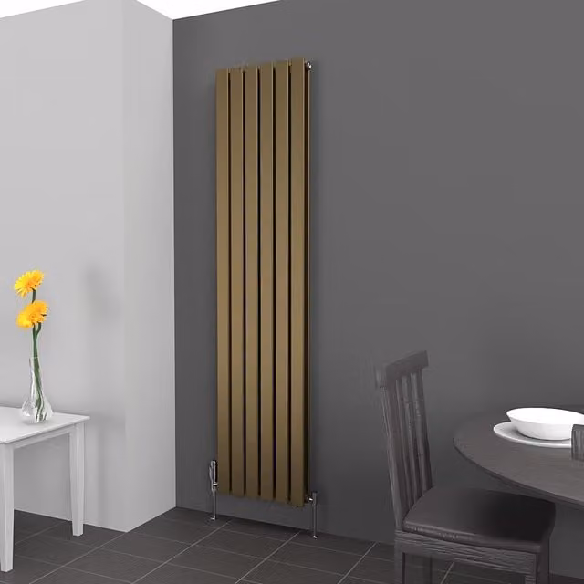 Lux Heat Double Flat Vertical Radiator in Gold, H 180 cm x W 42 cm