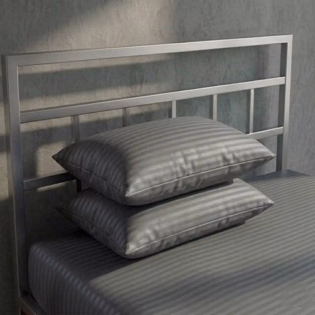 Snug City Luxury Grey Mako Satin Stripe Cotton Pillowcase Pair, 250TC