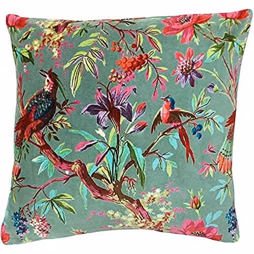 Paoletti Paradise Square Cushion Cover in Grey and Multicolour with Animal Print, W/D/H: 50 x 50 x 50 cm