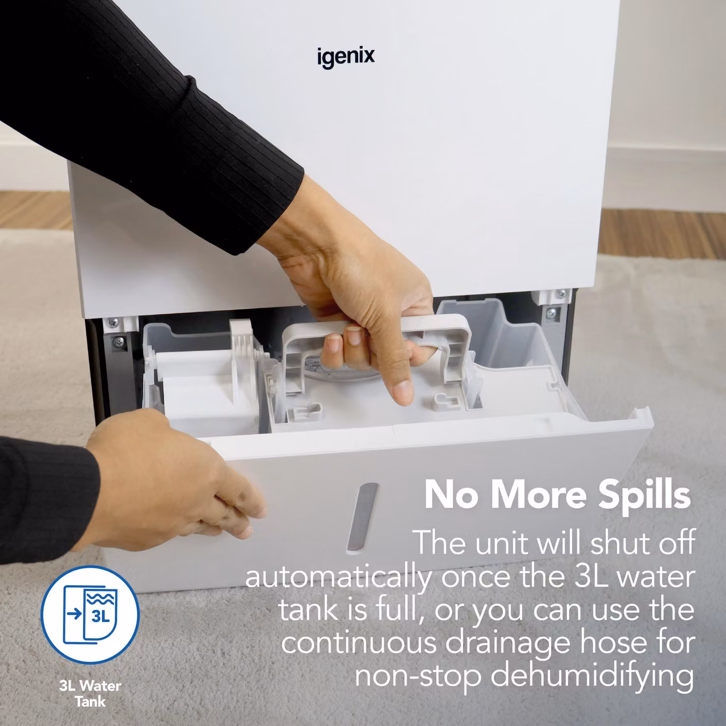 Igenix Portable Dehumidifier in White, Extracts 30 Litres of Moisture Per Day – 2