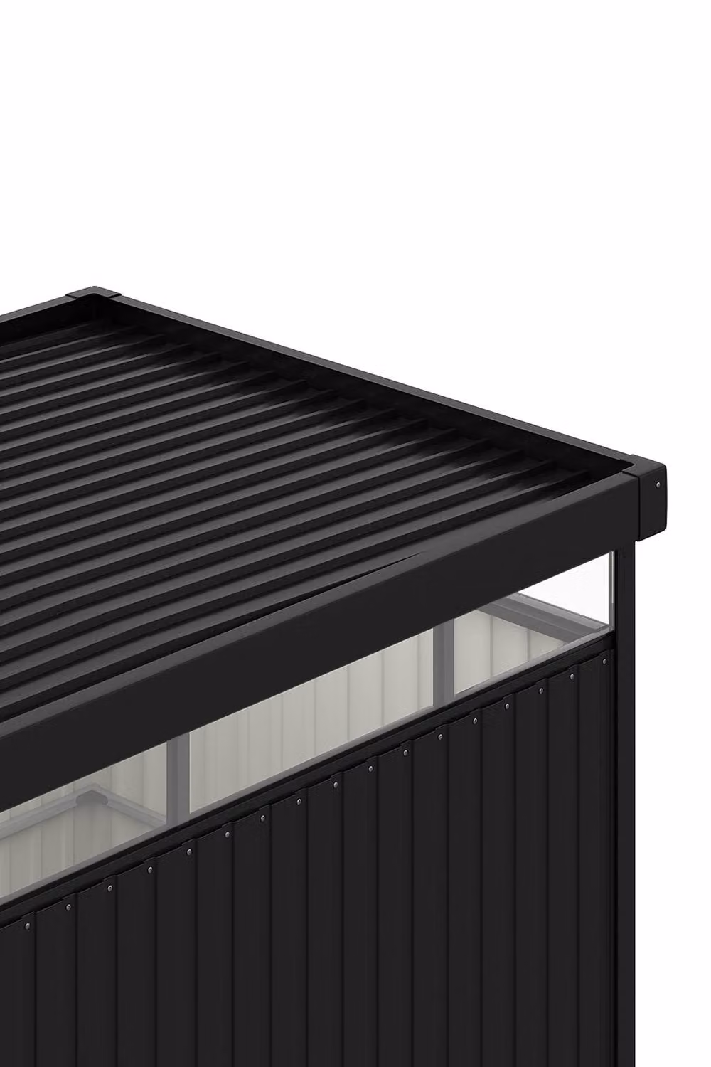 Garden Sanctuary Black Galvanised Steel Outdoor Garden Storage Shed with Transparent Windows – 6