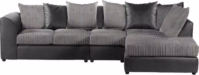 Furnishings For Less UK Luxor Jumbo Cord 5 Seater Corner Sofa, Grey, Right Hand Facing – 1
