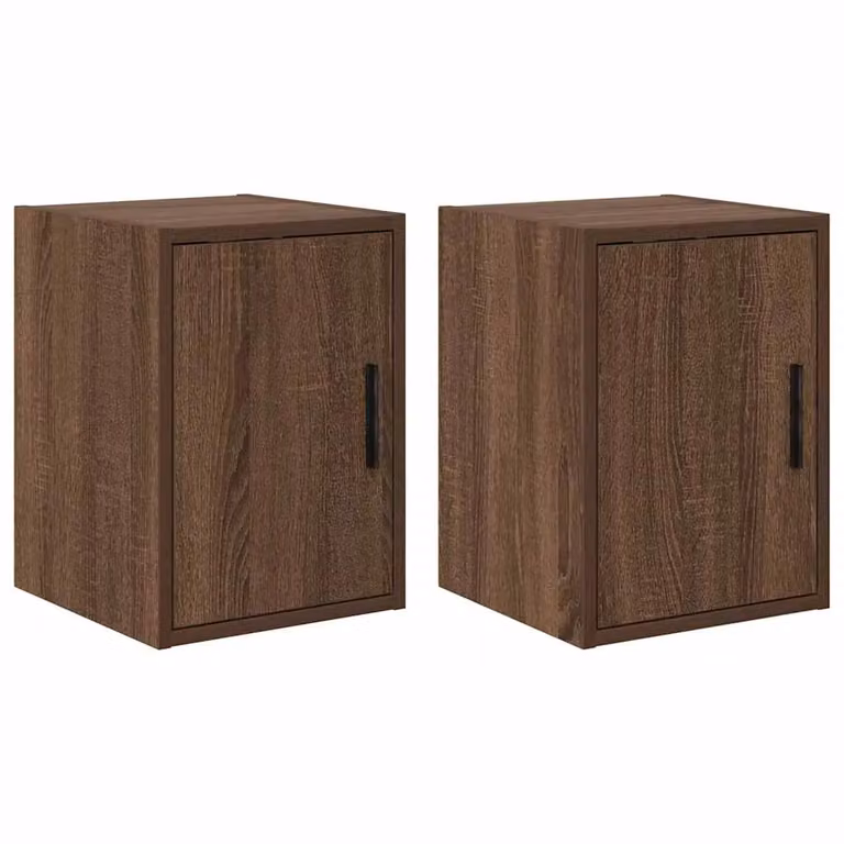 Berkfield Home Set of 2 Wall Mounted Garage Cabinets in Brown Oak Engineered Wood
