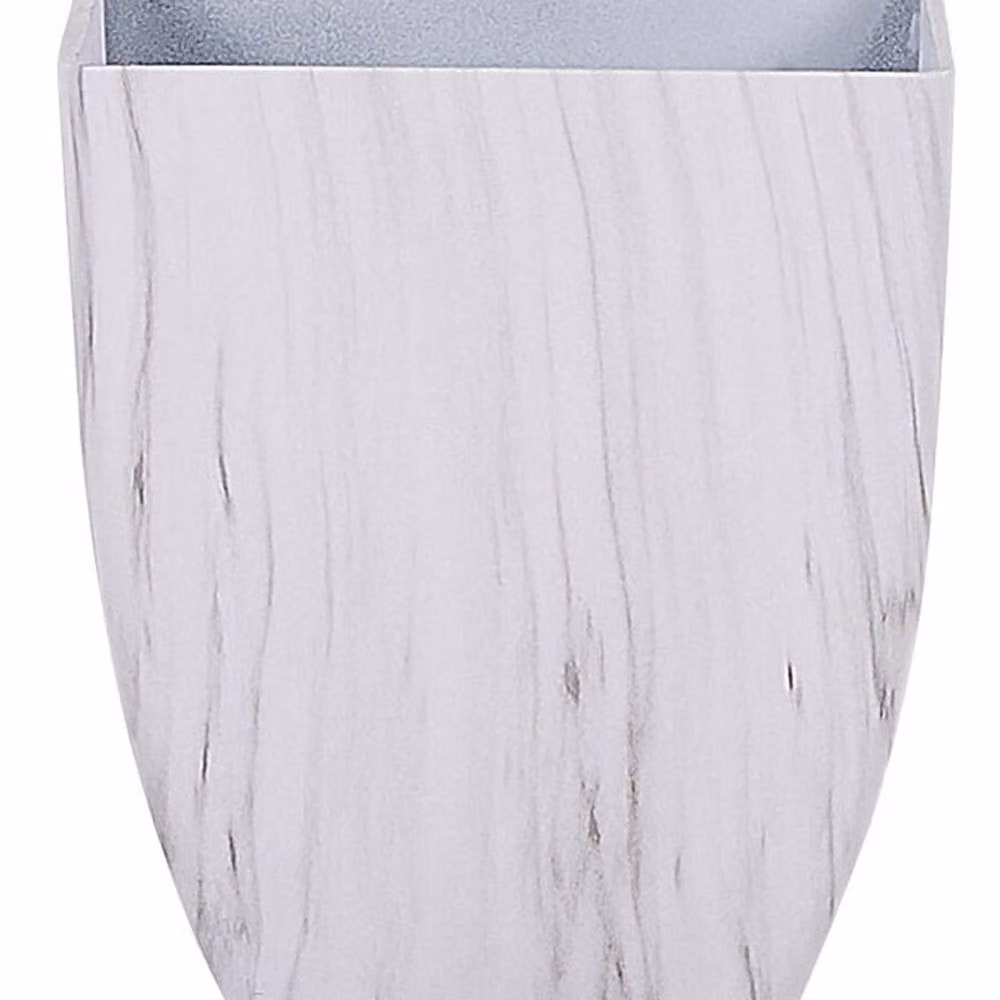 Wyld and Coco White Marble-Effect Square Clay Planter W: 28 cm, D: 34 cm – 2