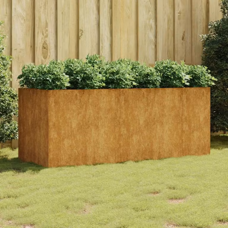 Berkfield Home Garden Corten Steel Raised Bed in Brown, W/D/H: 200 x 80 x 80 cm
