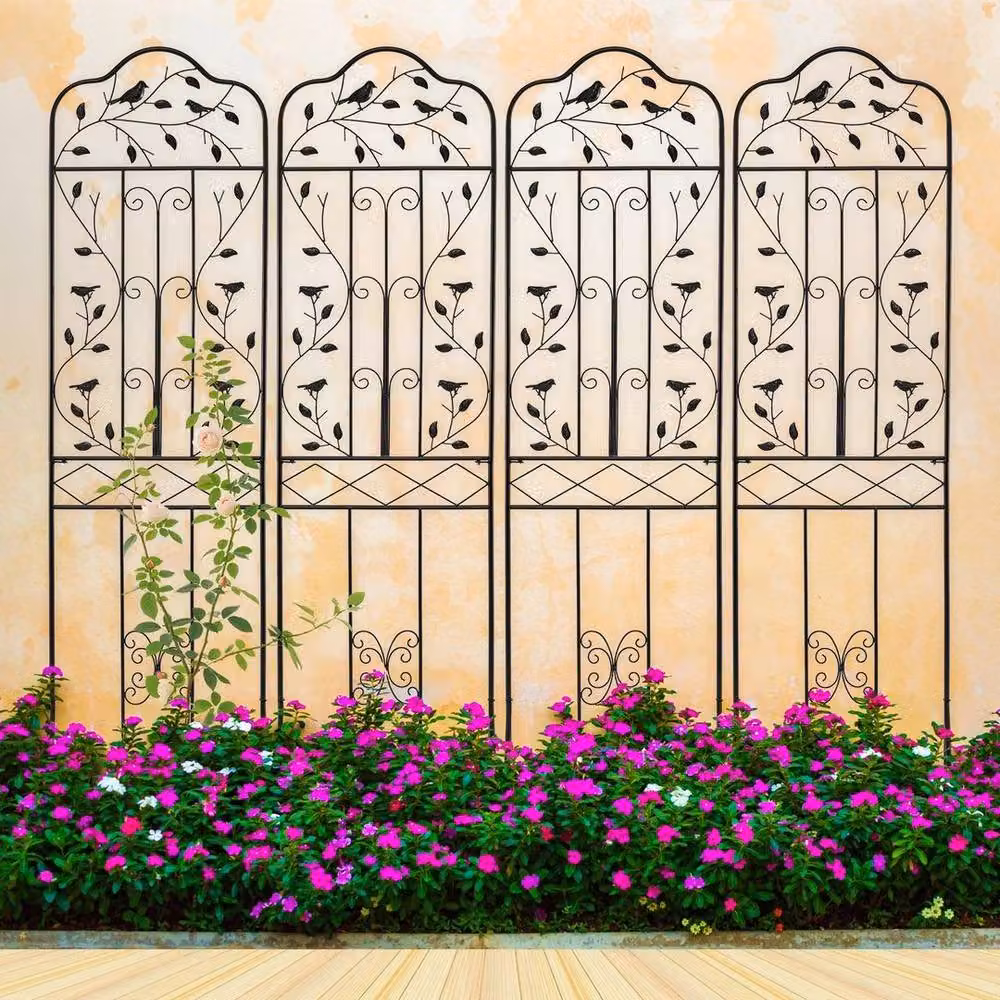 Kelvenix 2-Pack Black Metal Freestanding Rose Trellis, Height: 190 cm – 5