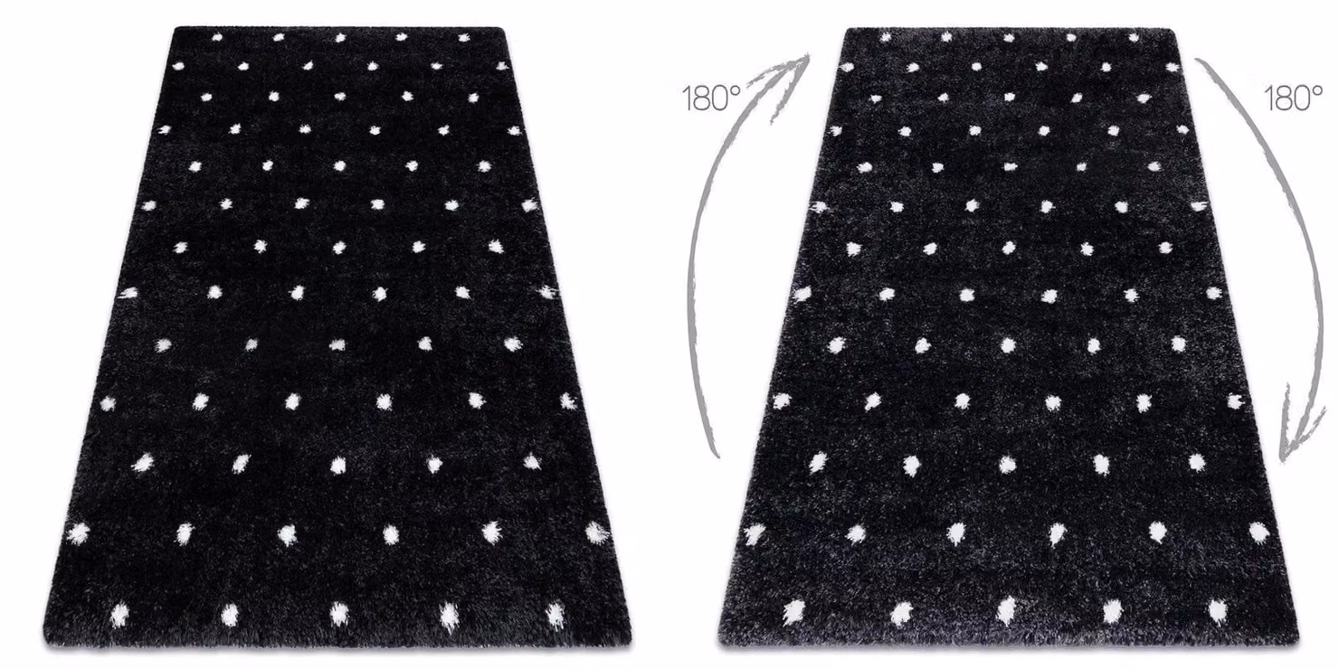 RugsX Fluffy Rectangular Machine Woven Polyester Rug in Grey and Black, W: 120 cm, D: 170 cm – 2