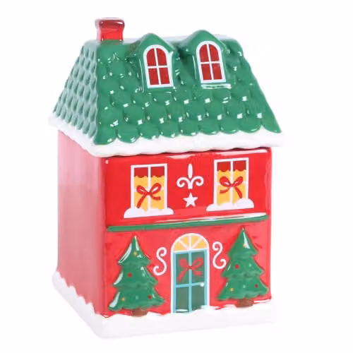 Something Different Wholesale Red Christmas House Ceramic Oil Burner with Tealight Holder