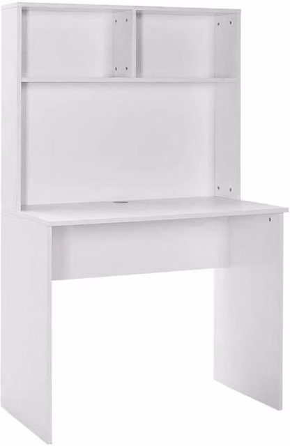 Havendro Matt White Writing Desk with 2 Shelf Storage Hutch
