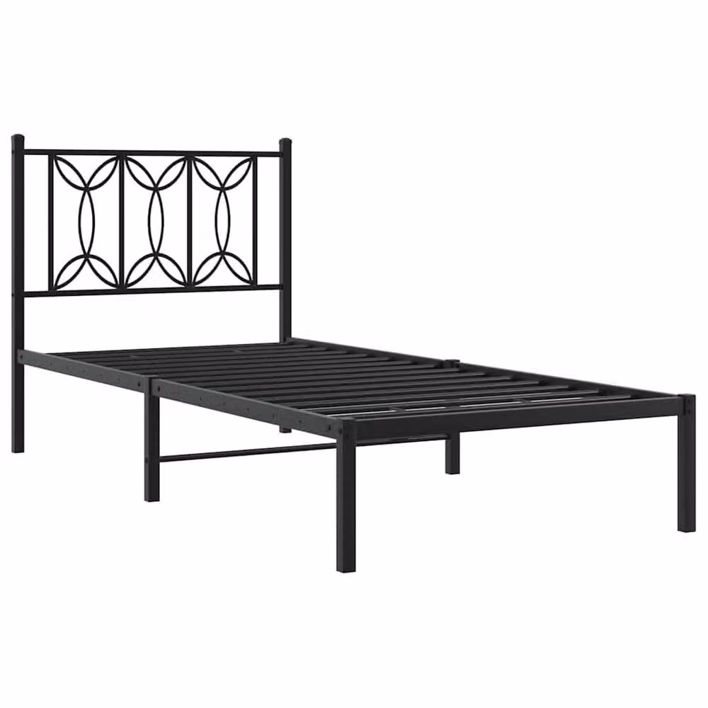 Berkfield Home Metal Bed Frame with Headboard, Black, W/D/H: 90 x 190 cm – 3