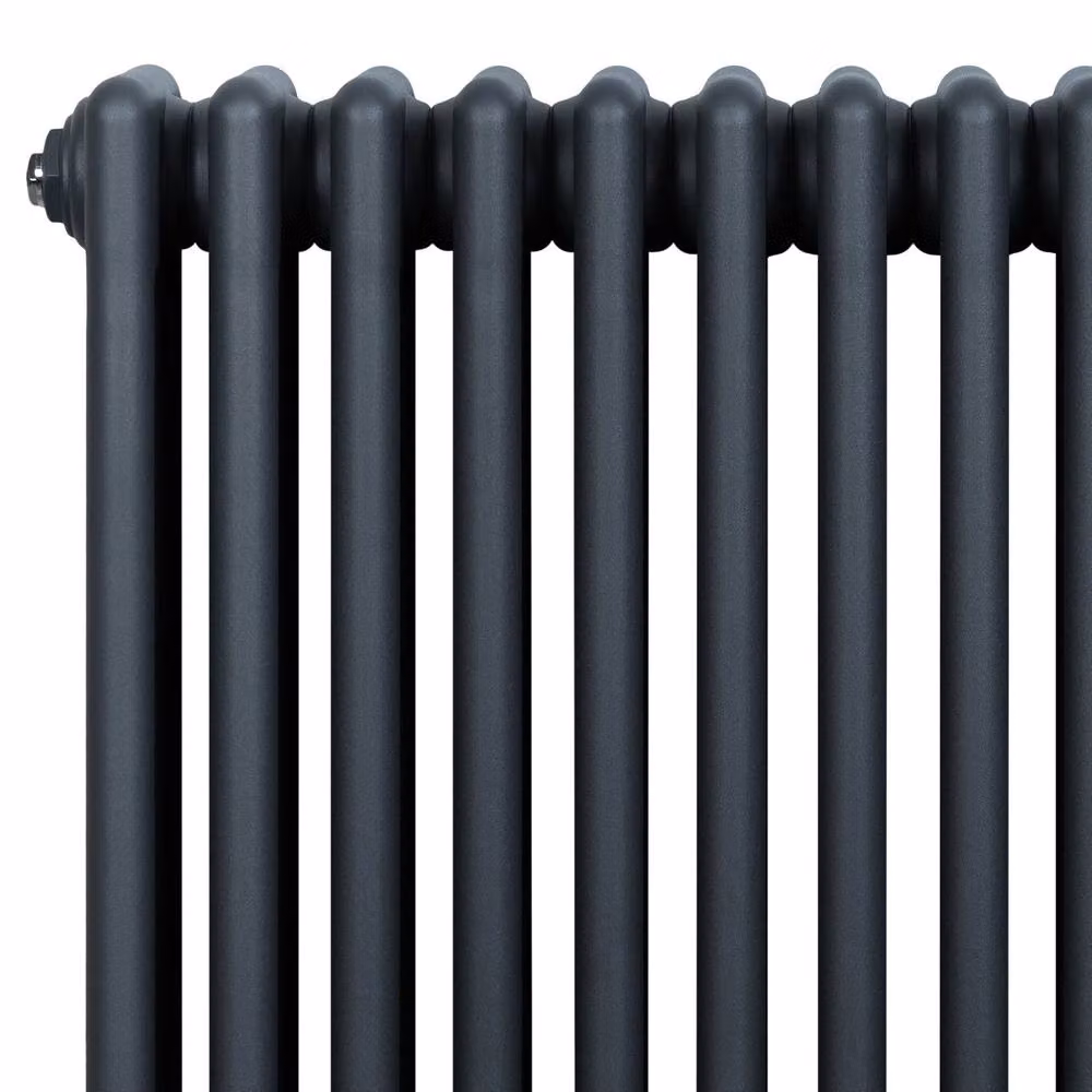 Monstershop Traditional 4 Column Steel Radiator and Valves, Anthracite Grey, H 180 cm x W 20 cm – 3