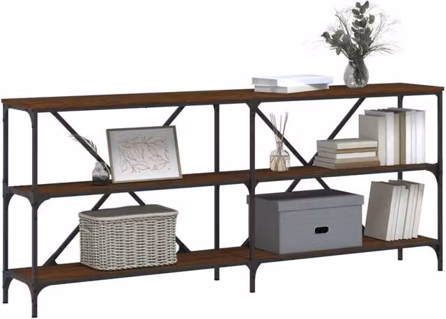 Berkfield Home Decorative Console Table in Brown Oak, W/D/H: 180 x 30 x 75 cm – 1