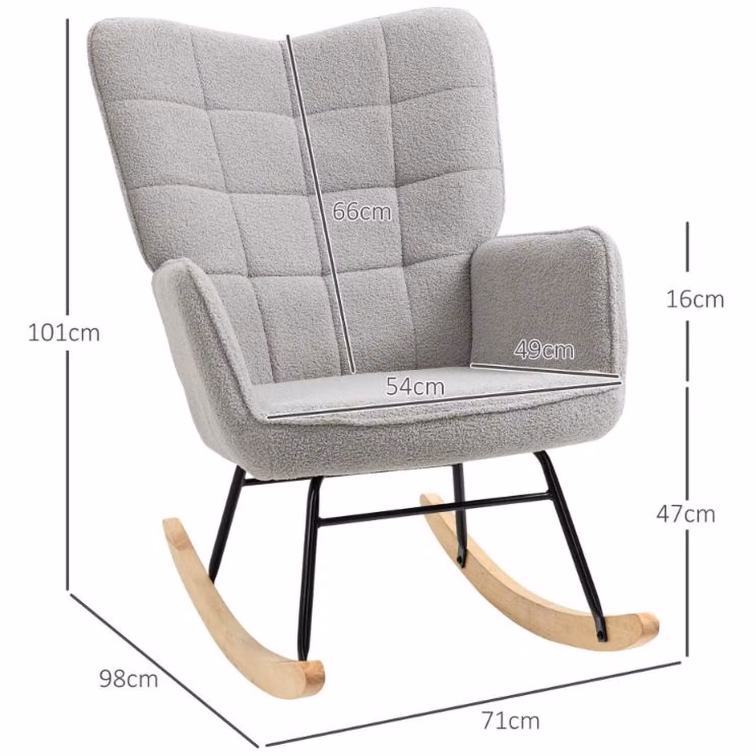 Chilli Seating Coco Boucle Teddy Rocking Chair in Light Grey – 2