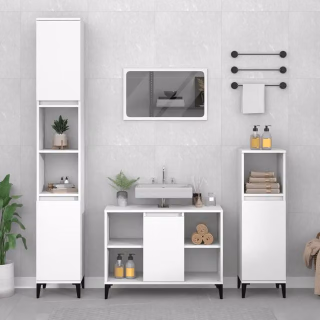 Berkfield Home 3 Piece Modern White Matt Bathroom Furniture Set