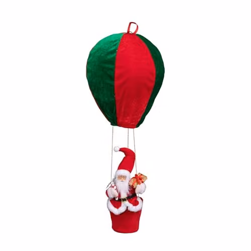 Samuel Alexander Red and Green Santa's Hot Air Balloon Hanging Christmas Decoration, 80 cm – 4