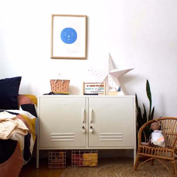 Mustard Made The Lowdown Freestanding Metal Storage Locker in Chalk White, H 72 cm x W 40 cm x D 40 cm – 3