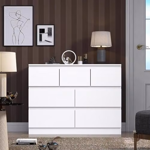 FWStyle Merchant 7 Drawer Chest in Matt White, W/D/H: 106 x 40 x 81 cm – 3
