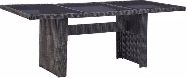 Berkfield Home Garden Black Modern Dining Table with Glass and Poly Rattan, W/D/H: 200 x 100 x 74 cm – 1
