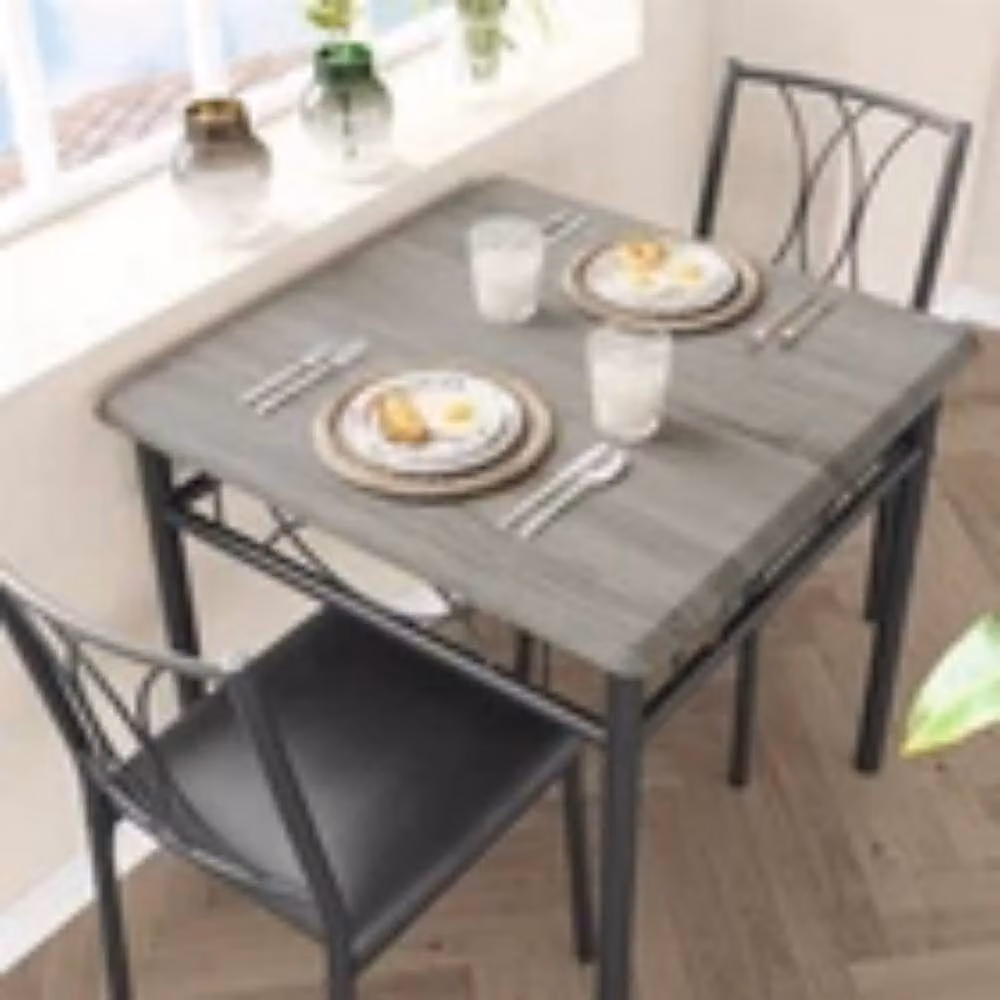 Kelvenix 3 Piece Modern Square Dining Table and Chairs Set in Grey – 2