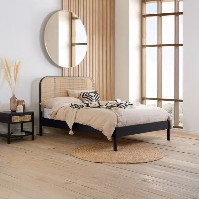 Birlea Margot Double Rattan Bed in Black