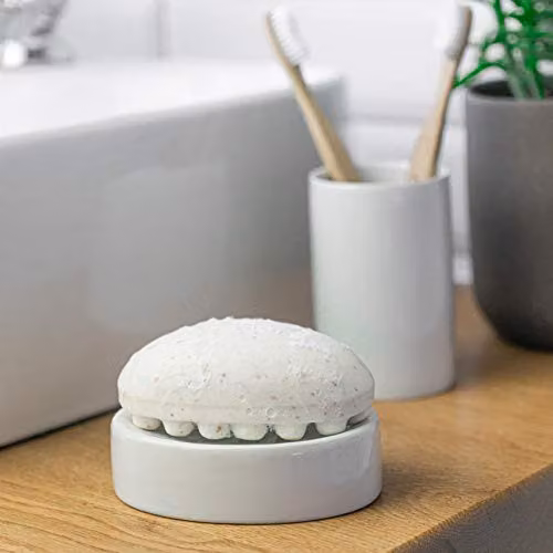Harbour Housewares Glazed Ceramic Freestanding Soap Dish in White