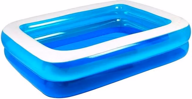 Nordara Deluxe Inflatable Rectangular Family Paddling Pool in Blue, W: 200.66 cm, D: 150 cm, H: 50.8 cm