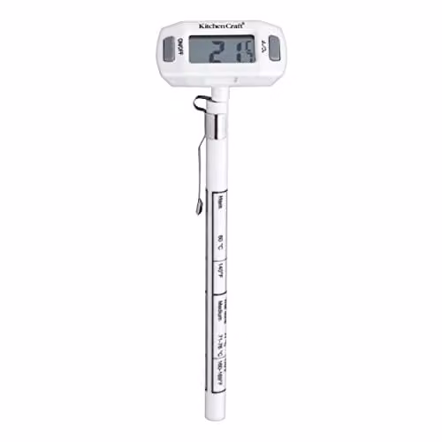 KitchenCraft Digital Food Thermometer Probe with Protective Cover in White