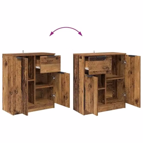 vidaXL Set of 2 Modern Sideboards in Brown Engineered Wood, W/D/H: 60 x 30 x 70 cm – 4