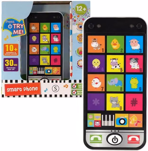 The Magic Toy Shop First Learning Baby Smart Phone Musical Learning Toy with Light in Black