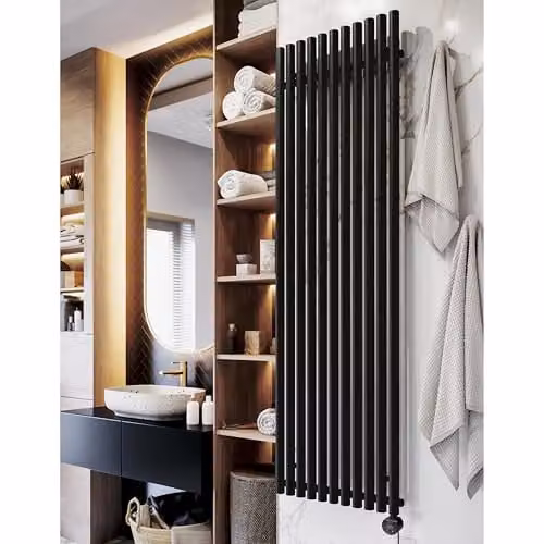 Terma Rolo Room E Electric Radiator with Wifi and App Control, Heban Black, H: 200 cm, W: 59 cm, D: 5.9 cm, 1.5 kW – 1