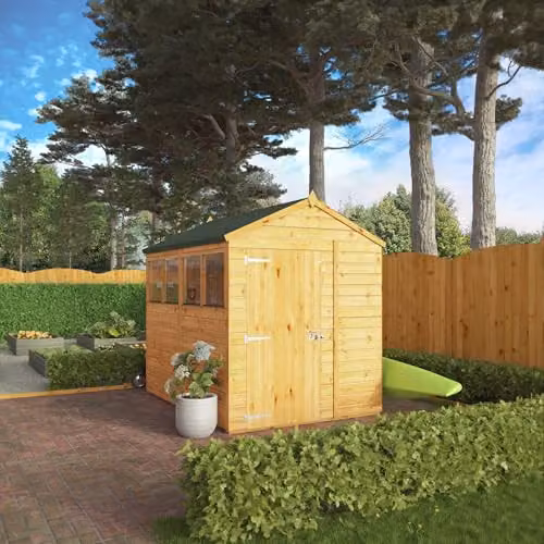 Waltons Premium Shiplap Apex Modular Wooden Garden Storage Shed in Brown with Glass Glazing, W/D/H: 240 x 180 x 223.8 cm – 2