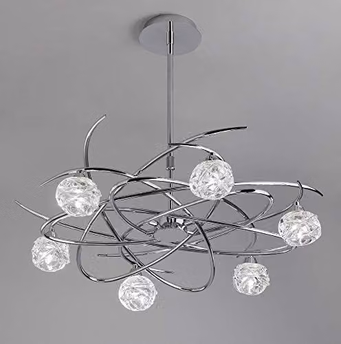 Mantra Iluminación Maremagnum 6 Light Polished Chrome Pendant and Semi Flush Convertible Light Fitting – 2