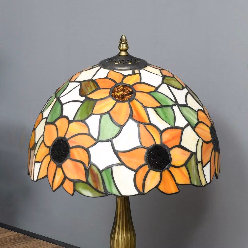 EONLION Vintage Stained Glass Table Lamp in Bronze and Multicolour – 3