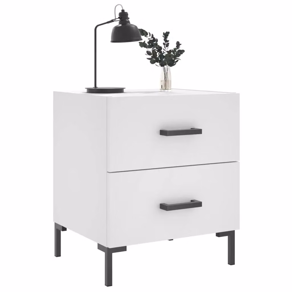 Berkfield Home White Modern Bedside Cabinet W/D/H: 40 x 35 x 47.5 cm – 2