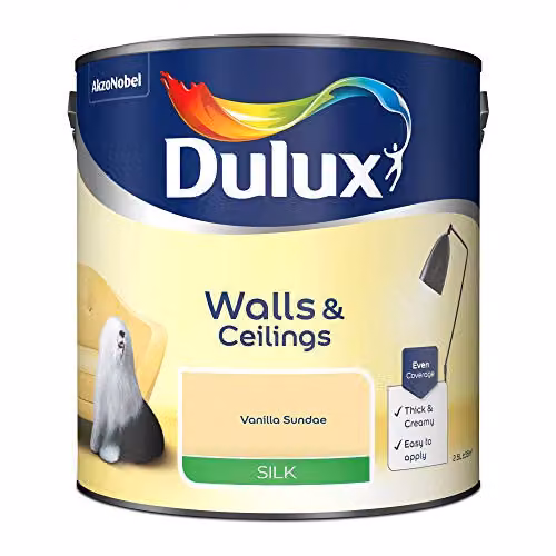 Dulux Walls & Ceilings Silk Emulsion Paint, Yellow/Beige, 2.5 l – 2