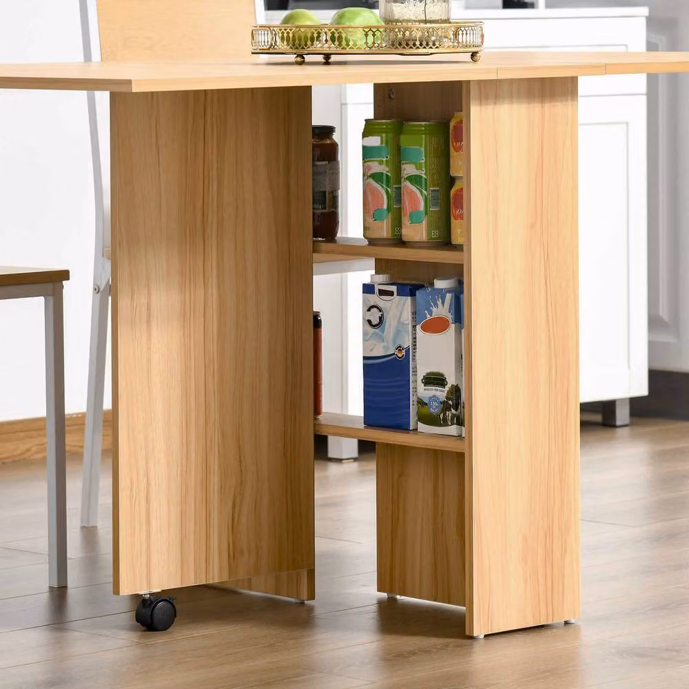 STILVORA Modern Folding Dining Table with Storage in Light Oak – 3