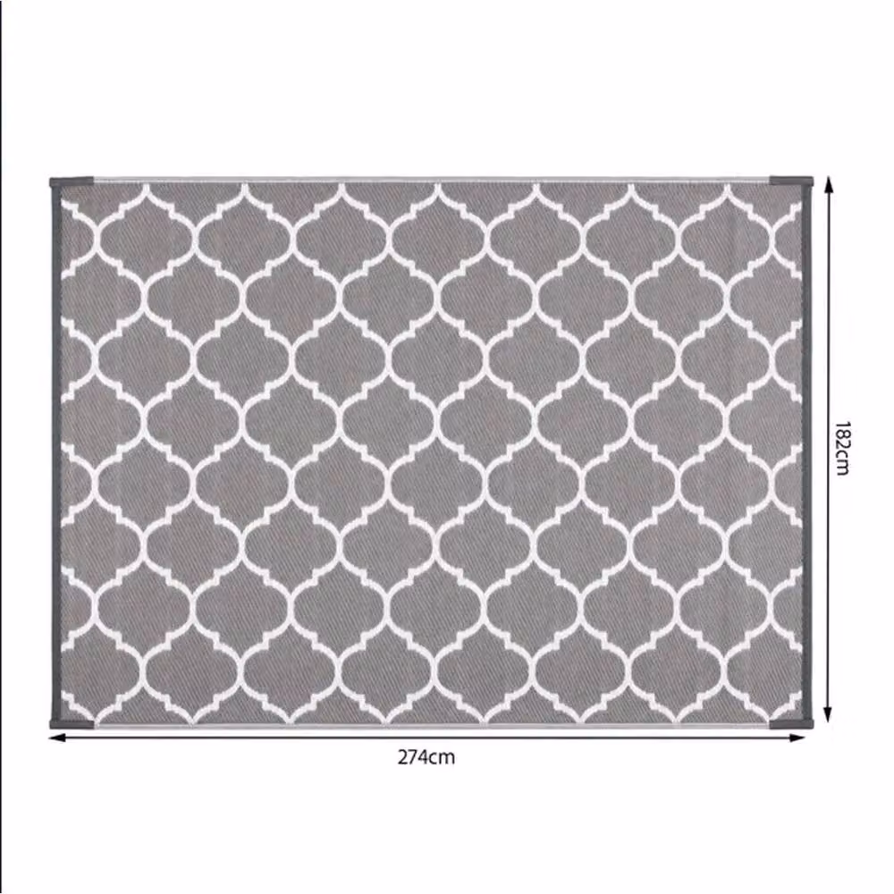 FLAVORA Reversible Geometric Outdoor Mat in Grey, W/D: 182 x 274 cm – 2
