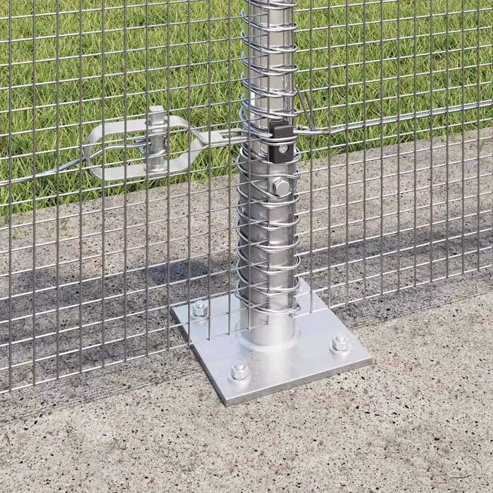 Berkfield Home Modern Galvanised Welded Wire Fence with 13 Flanged Posts, Silver, 0.6 x 100 m – 3