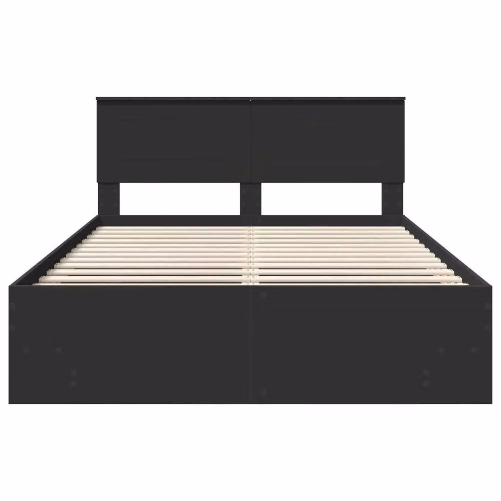 Berkfield Home Modern Bed Frame with Headboard in Black, Engineered Wood, 160 x 200 cm – 3